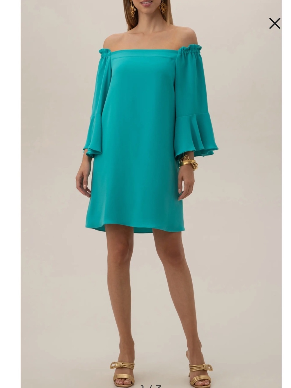 NWT Trina Turk Off-Shoulder Teal Knox Dress Size Small